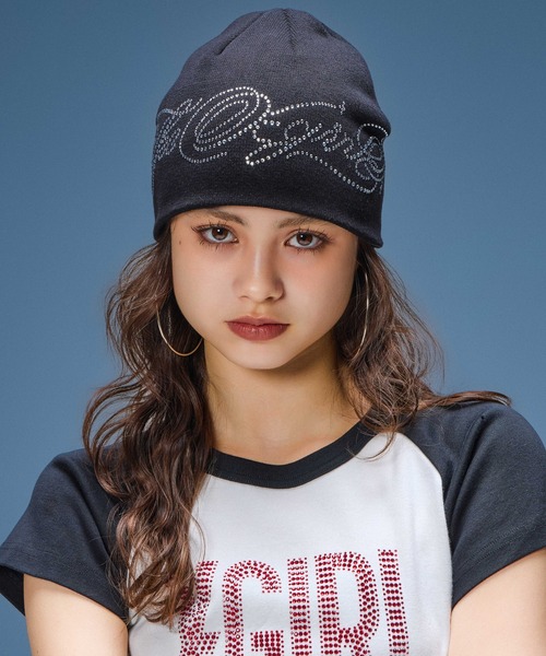 X-girl(エックスガール)の「RHINESTONE VERTICAL LOGO RAGLAN S/S BABY TEE(Tシャツ/カットソー・レディース・ブラック/ホワイト/ピンク・S/M)」の5枚目の写真