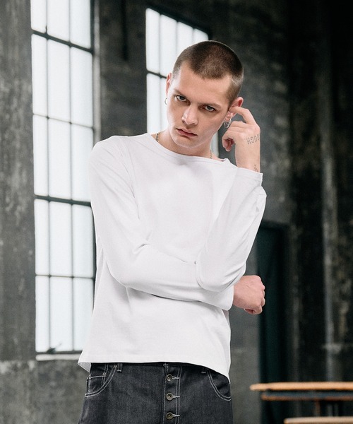 Regen Glanz（レーゲングランツ）の「relax crewneck box longsleeve T-shirt / リラックスクルーネックボックスロングスリーブTシャツ（Tシャツ/カットソー・メンズ・ブラック/グレー/ライトホワイト・SMALL/LARGE/MEDIUM）」の5枚目の写真