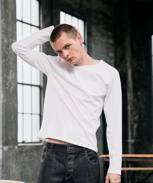 Regen Glanz（レーゲングランツ）の「relax crewneck box longsleeve T-shirt / リラックスクルーネックボックスロングスリーブTシャツ（Tシャツ/カットソー・メンズ・ブラック/グレー/ライトホワイト・SMALL/LARGE/MEDIUM）」の6枚目の写真