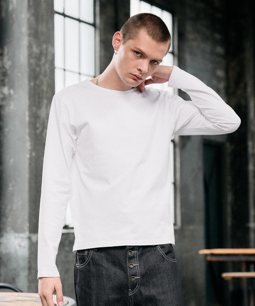 Regen Glanz（レーゲングランツ）の「relax crewneck box longsleeve T-shirt / リラックスクルーネックボックスロングスリーブTシャツ（Tシャツ/カットソー・メンズ・ブラック/グレー/ライトホワイト・SMALL/LARGE/MEDIUM）」の9枚目の写真