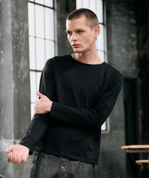 Regen Glanz（レーゲングランツ）の「relax crewneck box longsleeve T-shirt / リラックスクルーネックボックスロングスリーブTシャツ（Tシャツ/カットソー・メンズ・ブラック/グレー/ライトホワイト・SMALL/LARGE/MEDIUM）」の19枚目の写真