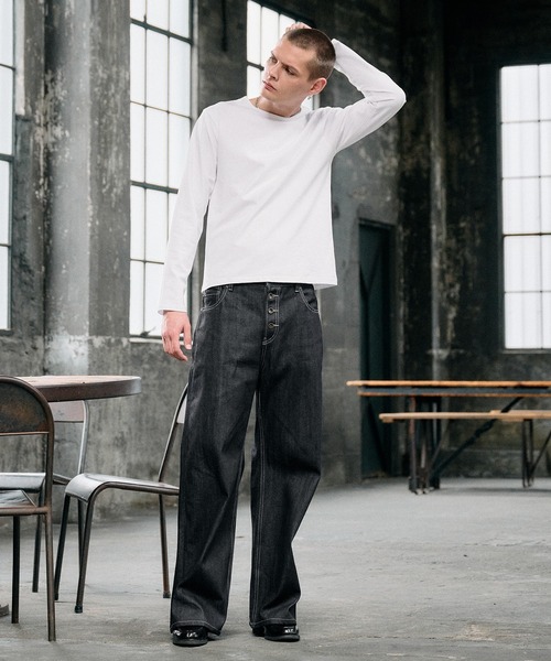 Regen Glanz（レーゲングランツ）の「relax crewneck box longsleeve T-shirt / リラックスクルーネックボックスロングスリーブTシャツ（Tシャツ/カットソー・メンズ・ブラック/グレー/ライトホワイト・SMALL/LARGE/MEDIUM）」の14枚目の写真