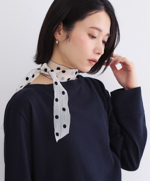 OPAQUE.CLIP（オペークドットクリップ）の「シアーレースドットスカーフ（ストール/ショール・レディース・ベージュ/ブラック・00）」の3枚目の写真