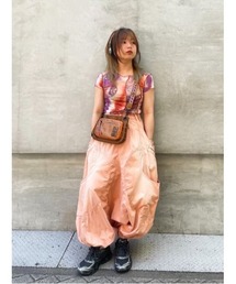 マーブルペイズリープリント半袖Tシャツ