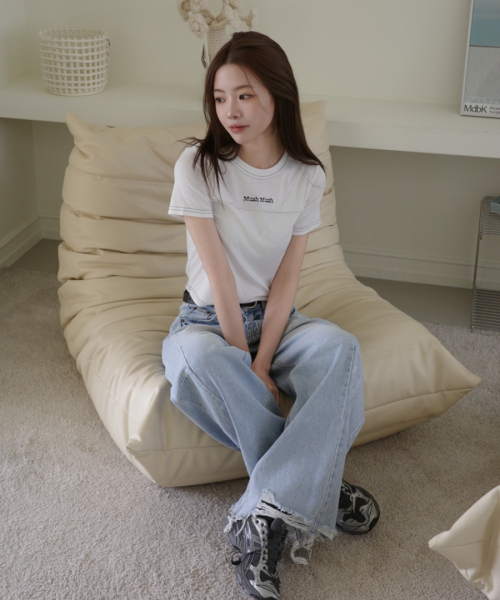 muahmuah（ムーアムーア）の「クロップポイントピンタック半袖Tシャツ [3色]（Tシャツ/カットソー・レディース・グレー/アイボリー/ブラック・FREE）」の11枚目の写真