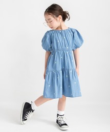 branshes（ブランシェス）の「【おそろい】ハート刺繍デニムワンピース（ワンピース）」