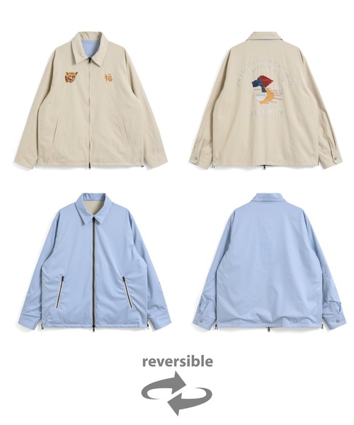 TAION（タイオン）の「【TAION(タイオン)】〈ユニセックス〉ノンダウン ジャパンスペシャル リバーシブル ベトジャン（その他アウター・メンズ・チョコ/レオパード/ブラック系その他7/ライトインディゴブルー/オフホワイト/インディゴブルー・M/L/XL/2XL/S）」の2枚目の写真