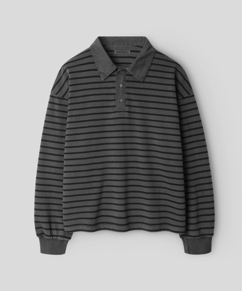 INDUST（インダスト）の「ピグメントストライプピケTシャツ_ブラウン（ポロシャツ・レディース・ブラウン・1(S)/2(M)/3(L)）」の7枚目の写真