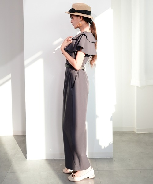 DRESS PLUS(ドレスプラス)の「ラッシュガード オールインワン フリル付き(サロペット/オーバーオール・レディース・ブラック/チャコール/ダークベージュ・M/L)」の12枚目の写真