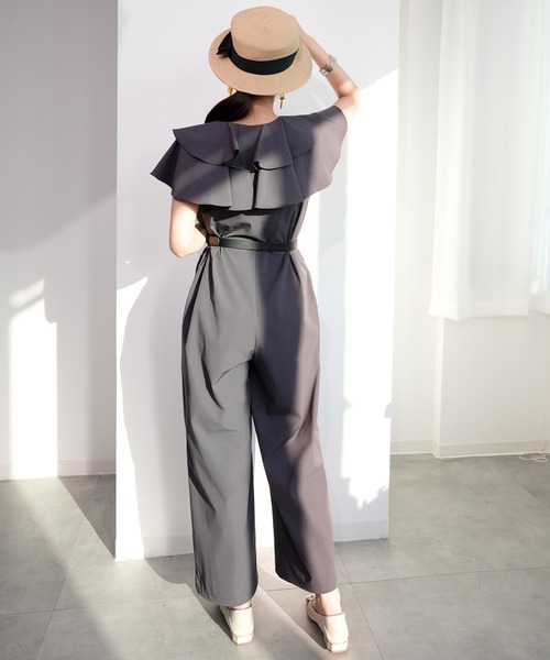 DRESS PLUS(ドレスプラス)の「ラッシュガード オールインワン フリル付き(サロペット/オーバーオール・レディース・ブラック/チャコール/ダークベージュ・M/L)」の14枚目の写真