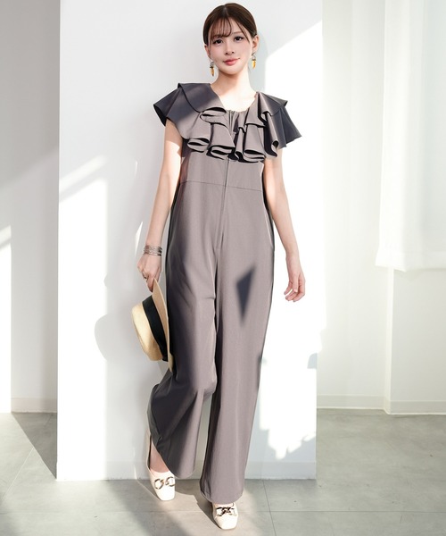 DRESS PLUS(ドレスプラス)の「ラッシュガード オールインワン フリル付き(サロペット/オーバーオール・レディース・ブラック/チャコール/ダークベージュ・M/L)」の15枚目の写真