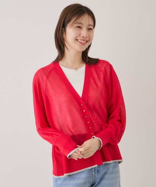 Jayro(ジャイロ)の「配色ライン入りラグランカーディガン(カーディガン/ボレロ・レディース・サックスブルー/ホワイト系その他/レッド/グレー/ブラック・M)」の9枚目の写真