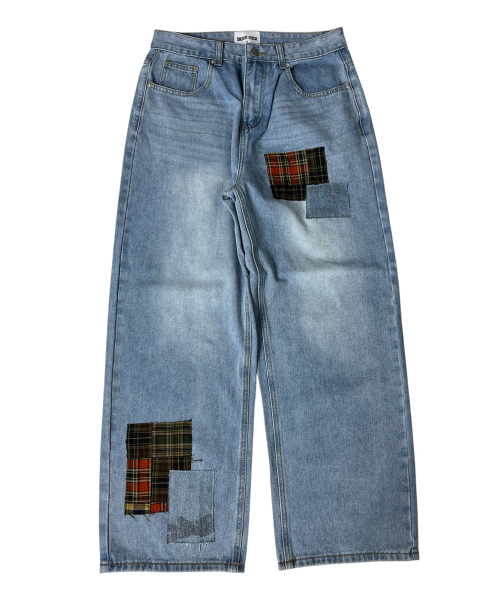 SK8ER ROCK(スケーターロック)の「Patchwork Denim Wide Pants ((light blue))(デニムパンツ・レディース・その他・MEDIUM/LARGE/SMALL)」の1枚目の写真