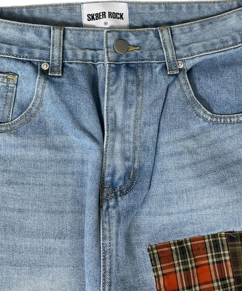 SK8ER ROCK(スケーターロック)の「Patchwork Denim Wide Pants ((light blue))(デニムパンツ・レディース・その他・MEDIUM/LARGE/SMALL)」の3枚目の写真