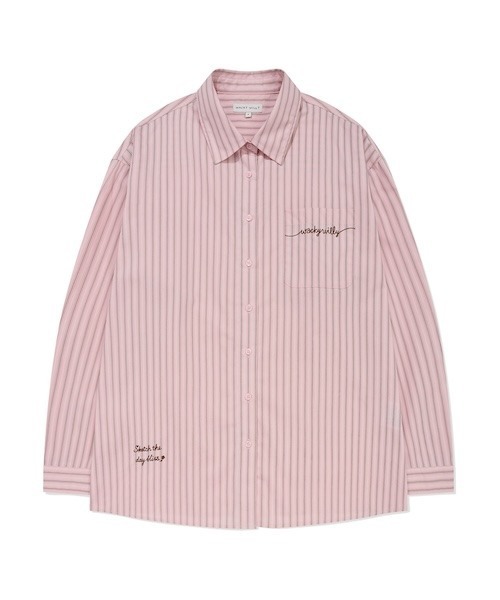 Wacky WiLLy(ワッキーウィリー)の「WOMEN'S BASIC COTTON OVERFIT SHIRT(シャツ/ブラウス・レディース・スカイブルー/ピンク/ホワイト・FREE)」の3枚目の写真