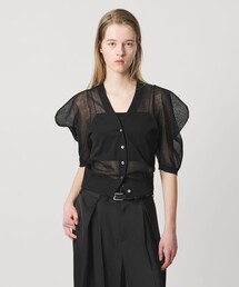 <AEWEN MATOPH>シアーパフスリーブカーディガン