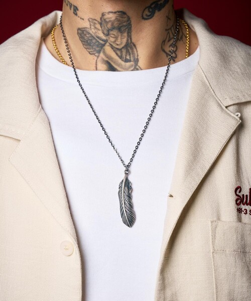 Subciety(サブサエティ)の「Metal necklace-feather-(ネックレス・メンズ・アンティークゴールド/アンティークシルバー・FREE)」の14枚目の写真