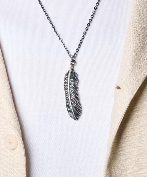 Subciety(サブサエティ)の「Metal necklace-feather-(ネックレス・メンズ・アンティークゴールド/アンティークシルバー・FREE)」の5枚目の写真