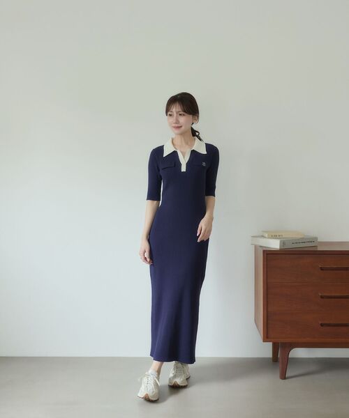 cle blatt(クレブラット)の「シグネチャーポロニットワンピース(ワンピース・レディース・ブラック/ベージュ/ネイビー・SMALL/MEDIUM)」の3枚目の写真