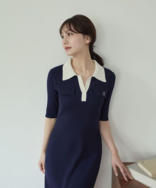 cle blatt(クレブラット)の「シグネチャーポロニットワンピース(ワンピース・レディース・ブラック/ベージュ/ネイビー・SMALL/MEDIUM)」の4枚目の写真