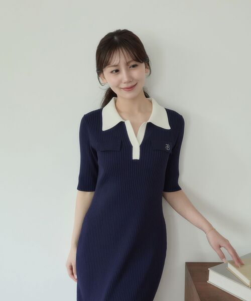 cle blatt(クレブラット)の「シグネチャーポロニットワンピース(ワンピース・レディース・ブラック/ベージュ/ネイビー・SMALL/MEDIUM)」の5枚目の写真