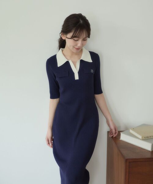 cle blatt(クレブラット)の「シグネチャーポロニットワンピース(ワンピース・レディース・ブラック/ベージュ/ネイビー・SMALL/MEDIUM)」の7枚目の写真