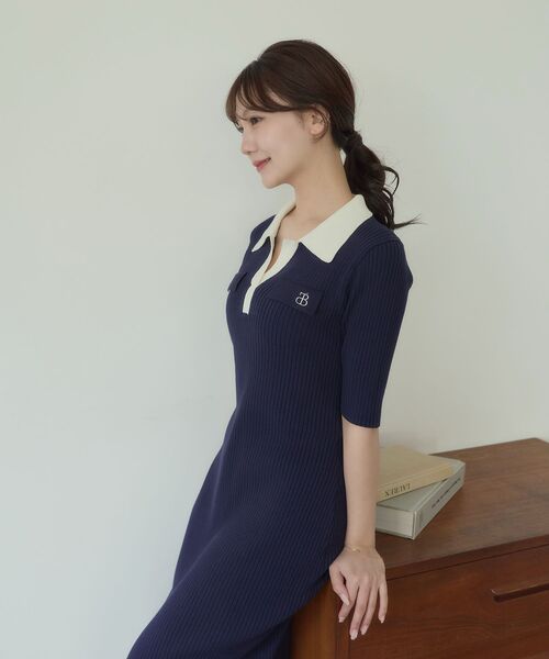 cle blatt(クレブラット)の「シグネチャーポロニットワンピース(ワンピース・レディース・ブラック/ベージュ/ネイビー・SMALL/MEDIUM)」の8枚目の写真