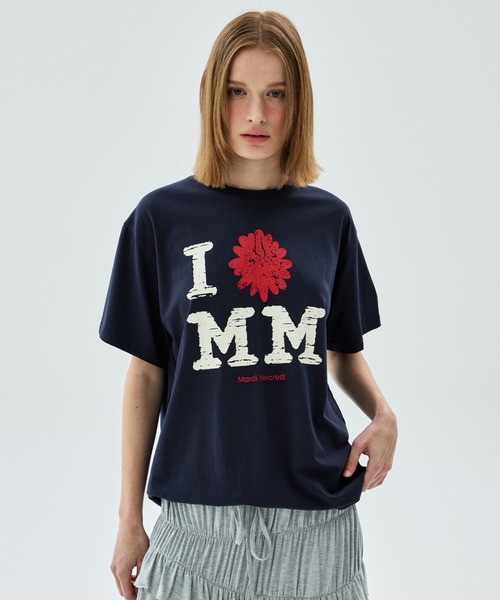 Mardi Mercredi(マルディメクルディ)の「TSHIRT CRACKED IFMM / Tシャツ クラック IFMM(Tシャツ/カットソー・レディース・ネイビー/ホワイト・FREE)」の5枚目の写真