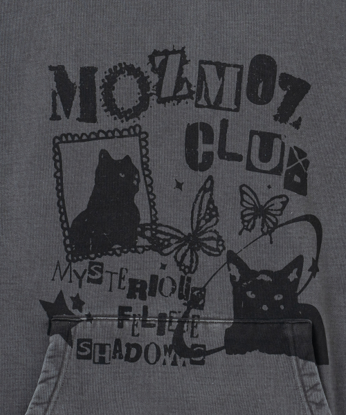 MOZMOZ（モズモズ）の「テリー裏起毛ピグメントミステリーキャットオーバーサイズフードチャコール（パーカー・レディース・その他・1/2/3）」の4枚目の写真