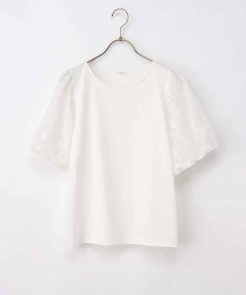 Honeys(ハニーズ)の「【ハニさら・接触冷感・UVカット・遮熱】袖刺繍トップス(Tシャツ/カットソー・レディース・ホワイト/サックスブルー/ブラック/クリーム・3L/L/LL/M/S)」の15枚目の写真