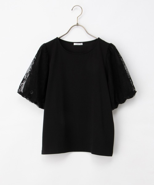 Honeys(ハニーズ)の「【ハニさら・接触冷感・UVカット・遮熱】袖刺繍トップス(Tシャツ/カットソー・レディース・ホワイト/サックスブルー/ブラック/クリーム・3L/L/LL/M/S)」の17枚目の写真