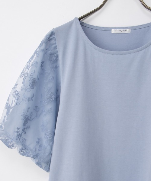 Honeys(ハニーズ)の「【ハニさら・接触冷感・UVカット・遮熱】袖刺繍トップス(Tシャツ/カットソー・レディース・ホワイト/サックスブルー/ブラック/クリーム・3L/L/LL/M/S)」の20枚目の写真