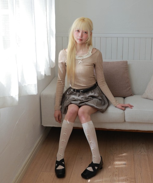 LiLIN(リリン)の「ダブル リボン フェイクレイヤード フリル プルオーバー(Tシャツ/カットソー・レディース・ブラウン/ピンク・FREE)」の15枚目の写真