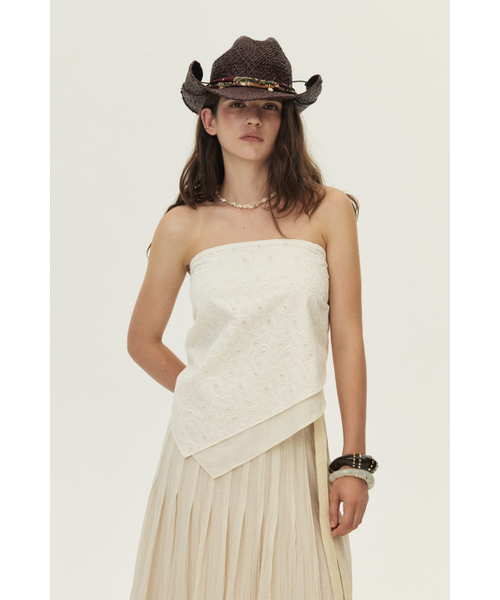 KUME（クメ）の「Paisley Lace Scarf Top, Ecru（Tシャツ/カットソー・レディース・その他・FREE）」の2枚目の写真