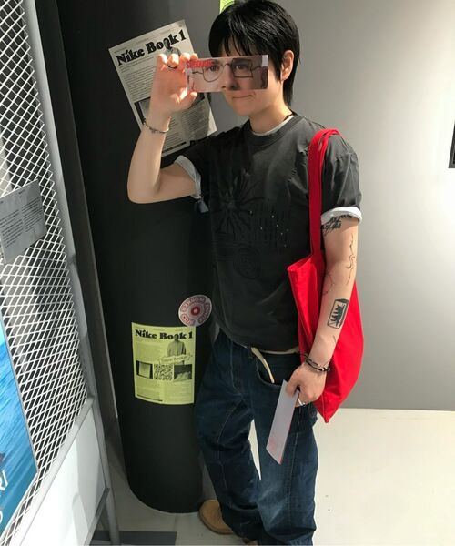 MAINBOOTH(メインブース)の「Signal T-shirt(CHARCOAL)(Tシャツ/カットソー・レディース・その他・1/2/3)」の6枚目の写真