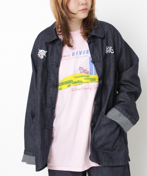 RNA(アールエヌエー)の「J2167 PINKMOTEL 桃虎ジャケット(デニムジャケット・レディース・ワンウォッシュ/グレー・MEDIUM)」の2枚目の写真