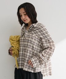 スカーフ付チェックシャツ