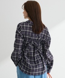 スカーフ付チェックシャツ