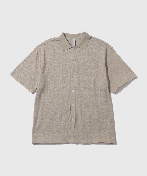 ADAM ET ROPE'（アダムエロペ）の「メッシュジャガードポロニットシャツ（ポロシャツ・メンズ・ブラック/イエロー系その他3/ライトグレー・M/L）」の14枚目の写真