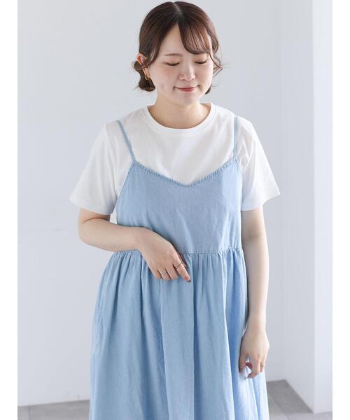 Samansa Mos2(サマンサ モスモス)の「【汗じみ防止】スムースTシャツ(Tシャツ/カットソー・レディース・ブラック/オフホワイト/ピンク・F)」の2枚目の写真