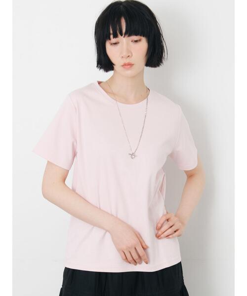 Samansa Mos2(サマンサ モスモス)の「【汗じみ防止】スムースTシャツ(Tシャツ/カットソー・レディース・ブラック/オフホワイト/ピンク・F)」の21枚目の写真