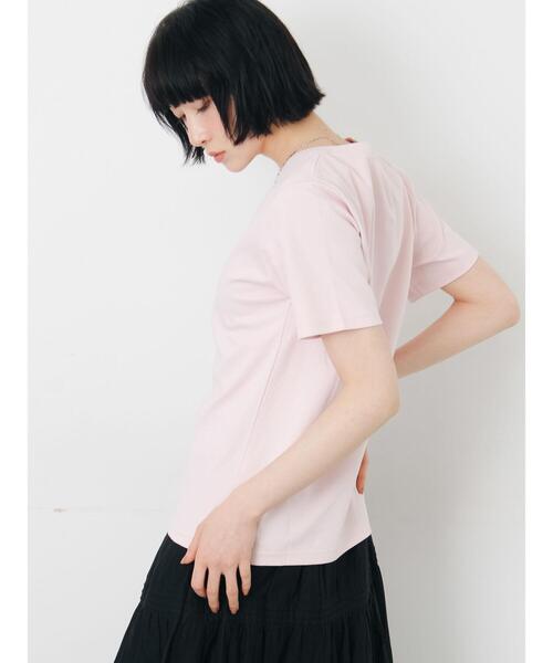 Samansa Mos2(サマンサ モスモス)の「【汗じみ防止】スムースTシャツ(Tシャツ/カットソー・レディース・ブラック/オフホワイト/ピンク・F)」の22枚目の写真