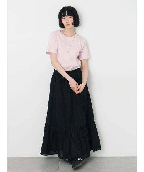 Samansa Mos2(サマンサ モスモス)の「【汗じみ防止】スムースTシャツ(Tシャツ/カットソー・レディース・ブラック/オフホワイト/ピンク・F)」の6枚目の写真