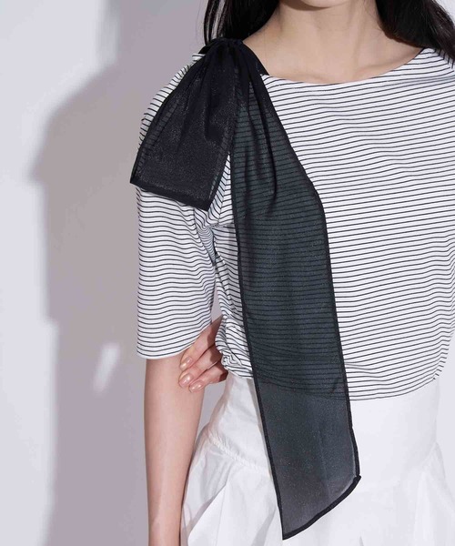 NOELA(ノエラ)の「ショルダーリボンカットソー(Tシャツ/カットソー・レディース・その他1/オフホワイト/ブラック・フリー)」の14枚目の写真