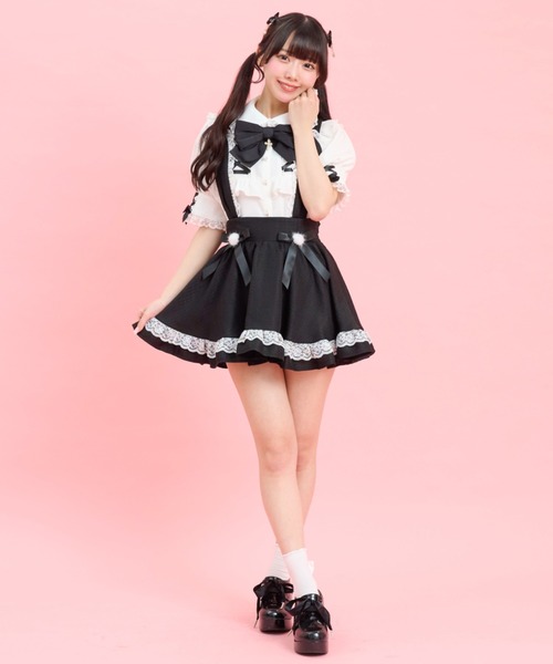 Secret Honey（シークレットハニー）の「ヨーク&カフスレースアップ半袖ブラウス（シャツ/ブラウス・レディース・オフホワイト/ブラック・MEDIUM）」の3枚目の写真