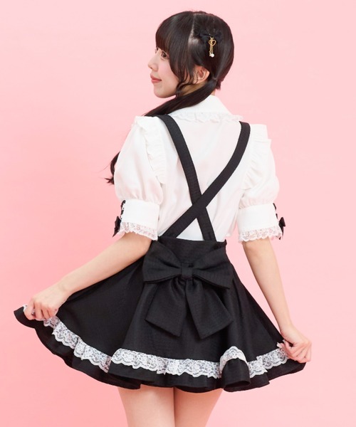 Secret Honey（シークレットハニー）の「ヨーク&カフスレースアップ半袖ブラウス（シャツ/ブラウス・レディース・オフホワイト/ブラック・MEDIUM）」の5枚目の写真