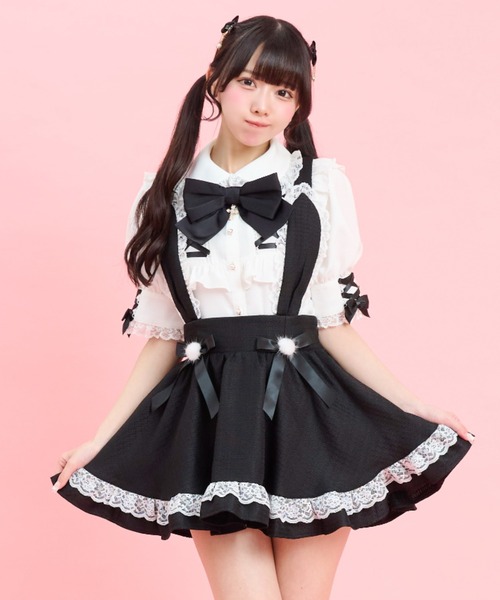 Secret Honey（シークレットハニー）の「ヨーク&カフスレースアップ半袖ブラウス（シャツ/ブラウス・レディース・オフホワイト/ブラック・MEDIUM）」の4枚目の写真