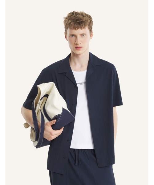 Maison Kitsune(メゾンキツネ)の「SEERSUCKER RESORT SHIRT(シャツ/ブラウス・メンズ・ベージュ/ネイビー・M/S/L)」の9枚目の写真