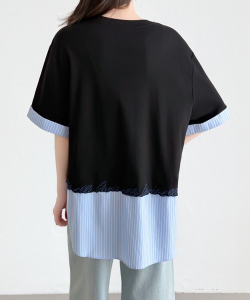 ABITOKYO(アビトーキョー)の「ストライプ柄切替半袖Tシャツ(Tシャツ/カットソー・レディース・ブラック/ホワイト/グレー・FREE)」の15枚目の写真