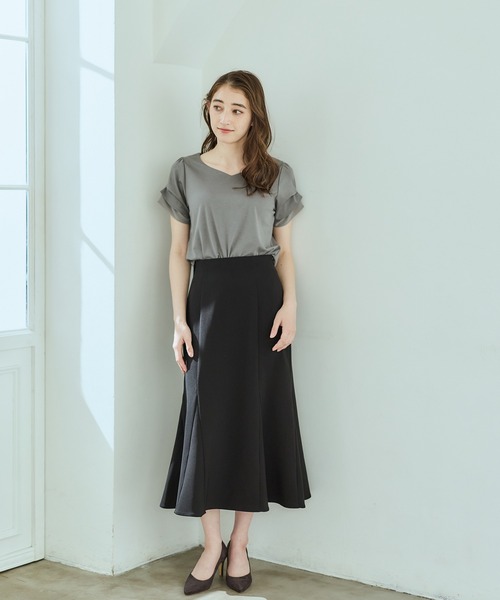 12Twelve Agenda(トゥエルブ アジェンダ)の「ハートネック異素材タックスリーブカットソープルオーバー(Tシャツ/カットソー・レディース・ネイビー/ブルー/グレー/サックスブルー/アイボリー・M)」の16枚目の写真